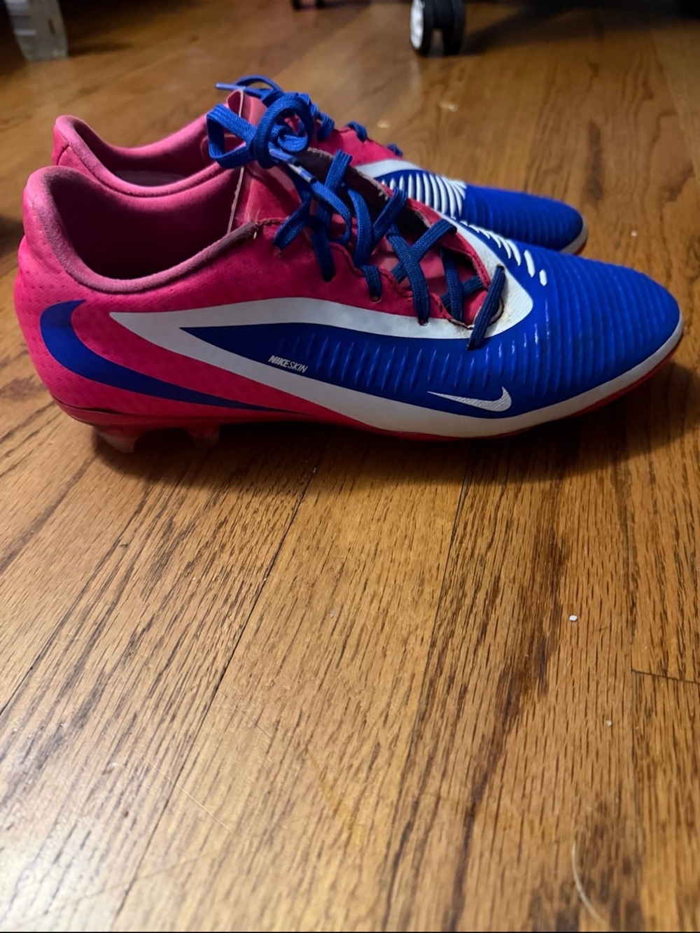 Nike Kids Blue and Pink Soccer Cleats with White Accents. Custom made